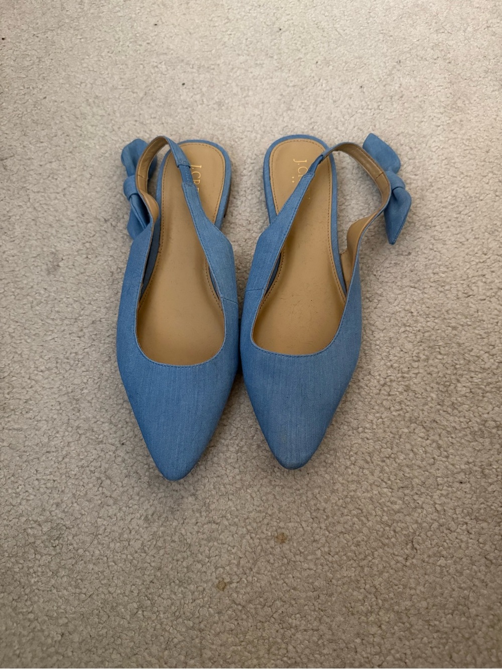 J Crew Blue Slingback Bow Flats